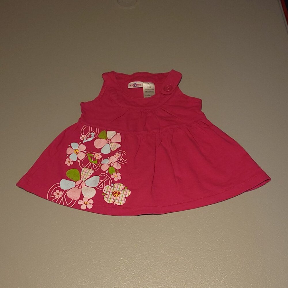 Kid Zone Girls Pink Flower Graphics Sleeveless Dress